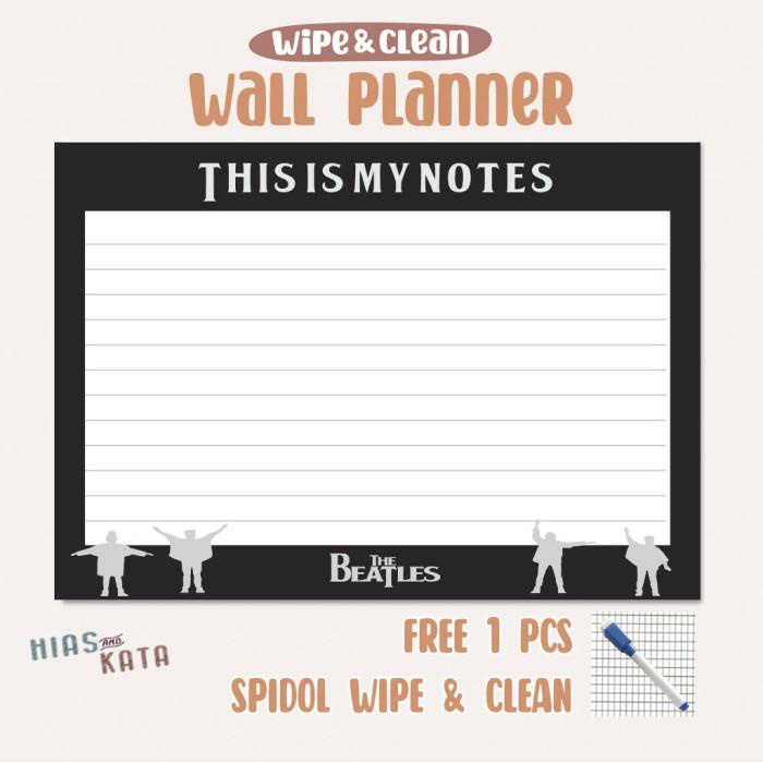 Book Wall Planner Board Notes The Beatles Catatan Dinding Tempel A3