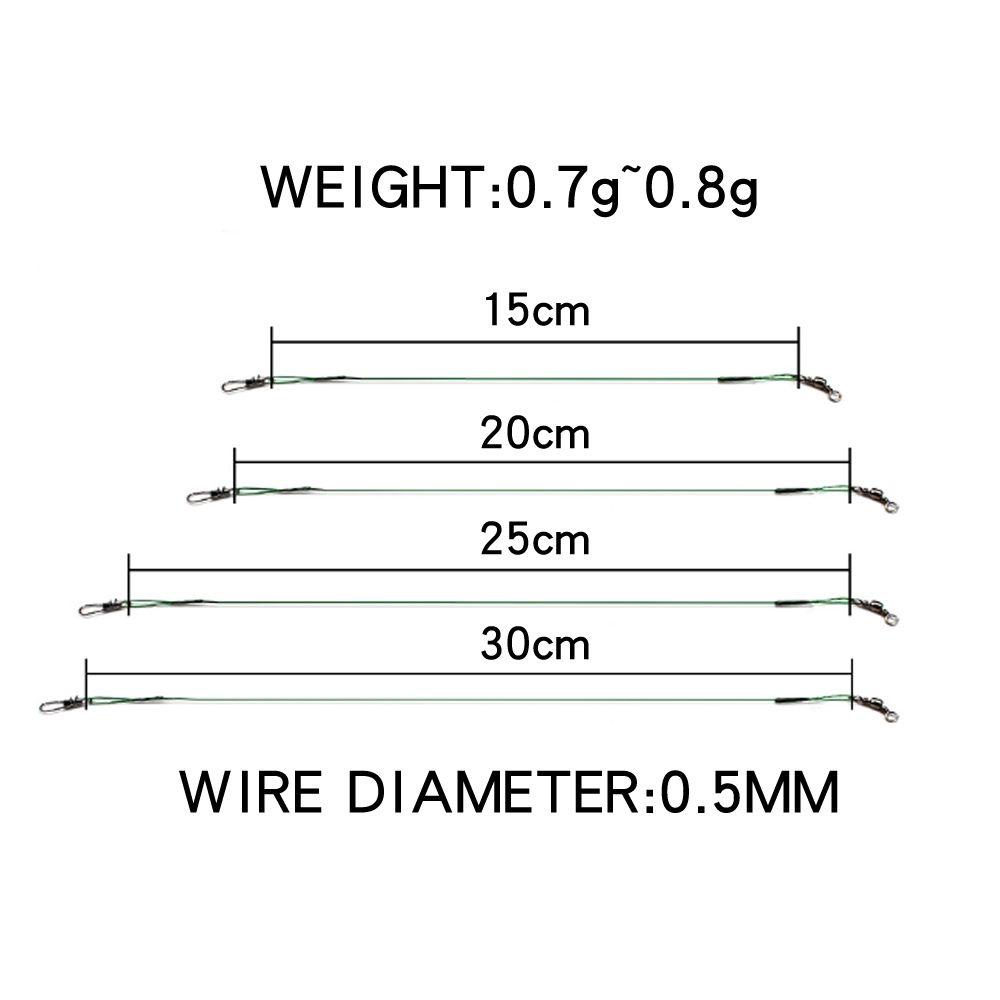NICKOLAS1 Kawat Pancing Stainless Steel Rolling Swivels Trace Wire Leash Pancing Fishhook