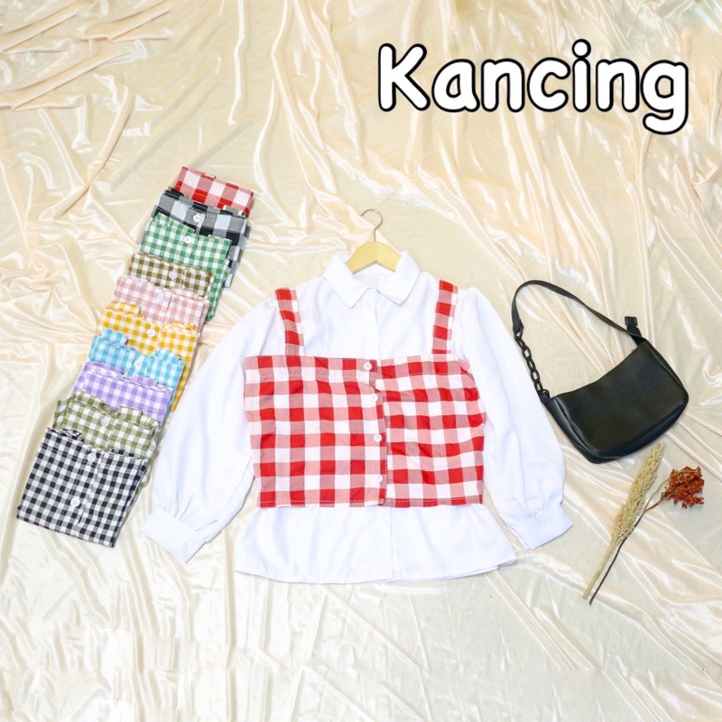 TANKTOP HALAL TARTAN / TANKTOP RUFFLE / TANKTOP CROP / TANKTOP KOTAK / TANKTOP KOREA-Kancing