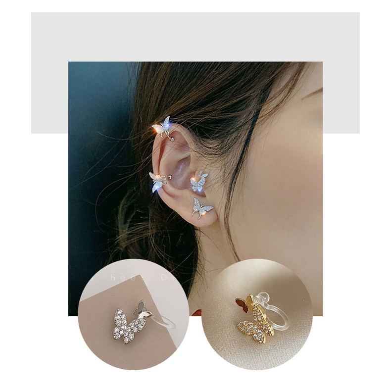 1pcs Korean Style Vintage Simple All-match Butterfly Shape S925 Silver Needle Women Ear Clip