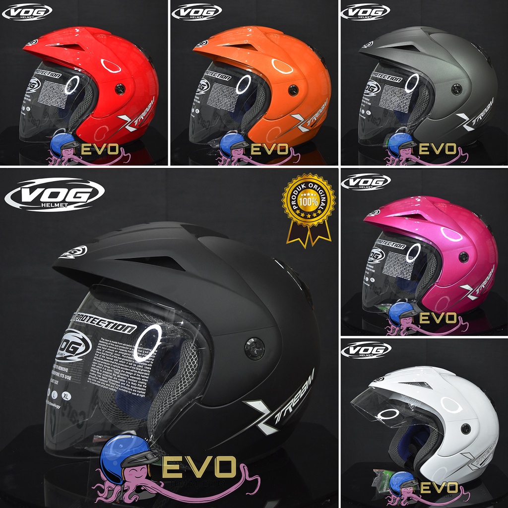 HELM VOG XTREAM ORIGINAL - VOG HELM HALF FACE SOLID WARNA LENGKAP ( ONGKIR 1KG TERMURAH )