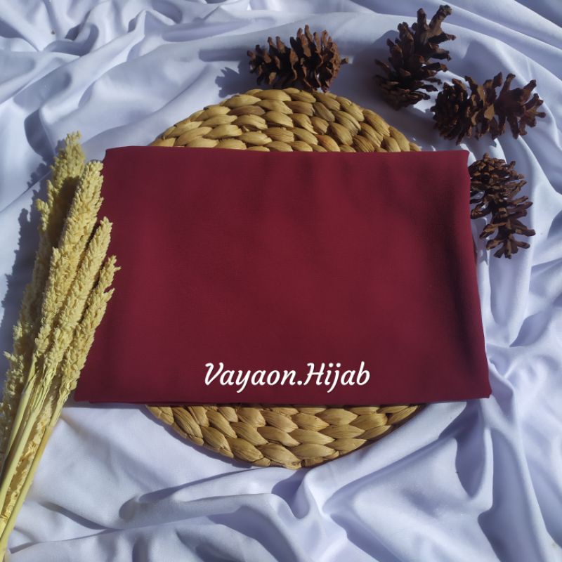(GRAB INSTAN) HIJAB PASHMINA CERUTY 200x75 JILBAB PASHMINA CERUTY BABYDOLL PREMIUM TEPI JAHIT-Maron