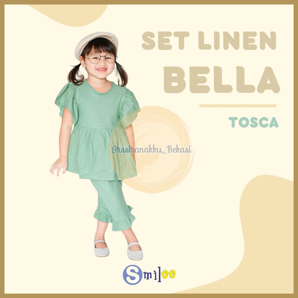 Setelan Anak Linen Smilee Bella Warna Tosca Size 1-5