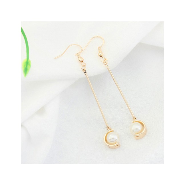 LRC Anting Gantung Fashion Champagne Imitation Pearl Decorated Color Y5749