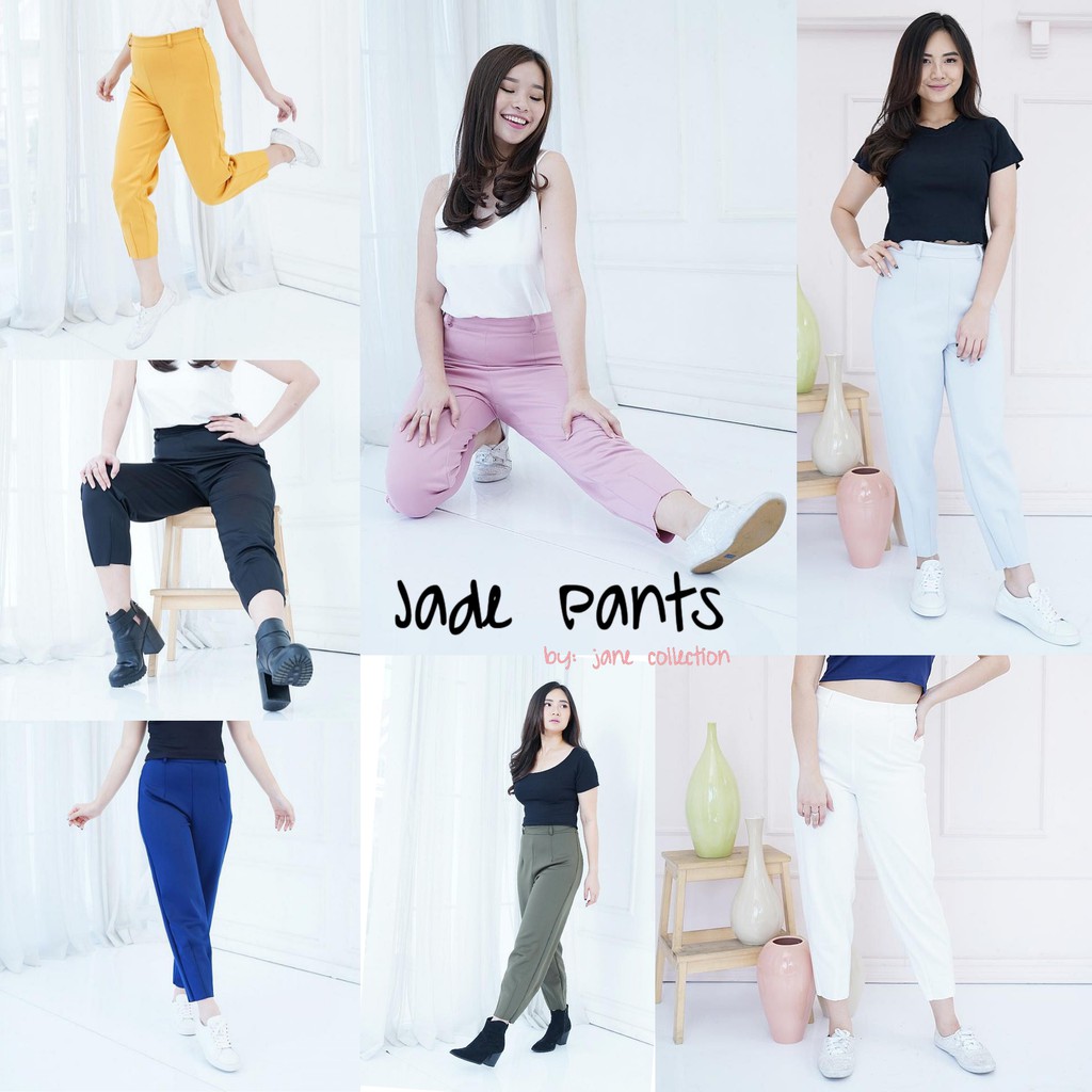 JANE COLLECTION || Celana Panjang High Waist Celana Kerja Wanita Kulot Korea Casual Hangout Polos Coklat Jade Pants