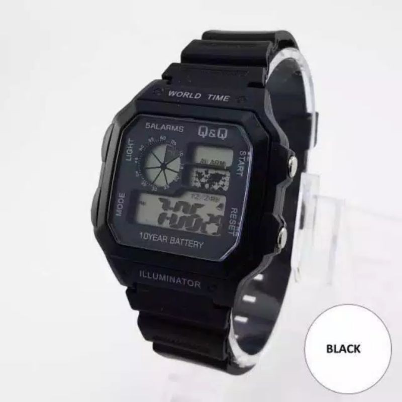 Jam Tangan Unisex QQ digital Kotak Black Series