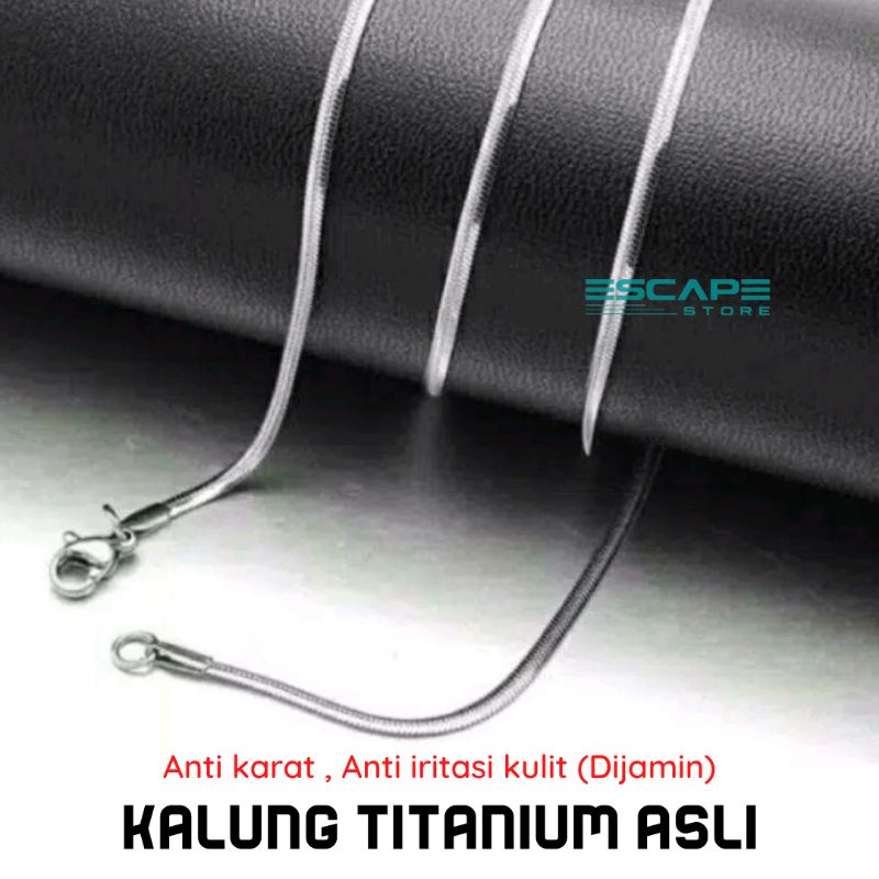 kalung titanium anti karat asli original 100% anti iritasi anti gatal panjang 60cm kalung pria kalung korea kalung wanita kalung asli titanium kalung anti karat kalung silver 60 cm