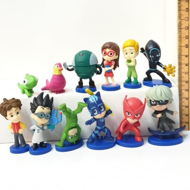 Mainan Pajangan Catboy Owlette Gekko PJ Mask set 12 pieces