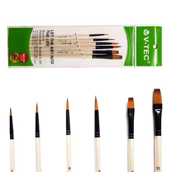 

V-Tec Brush A0411 Set 6 / Kuas Lukis Set 6