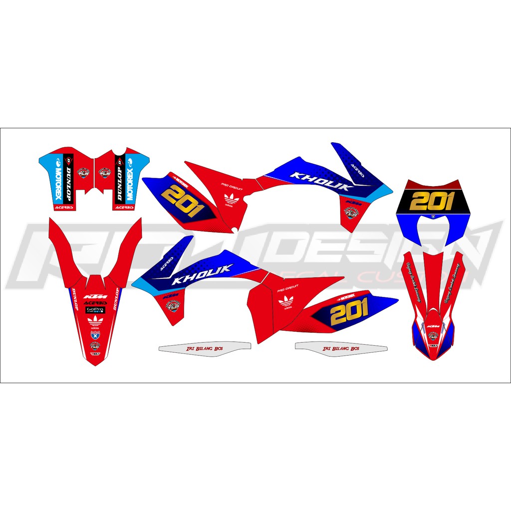 DECAL STICKER KTM 150/200/250/300/350/450 2011 2012 2013 (004) DEKAL STIKER BIRU ORANYE
