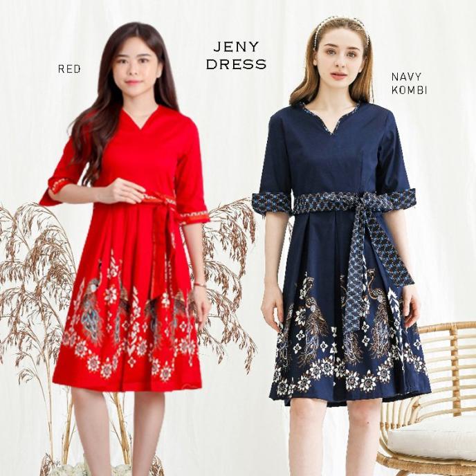 Jeny Dress Jumbo - Dress Batik Jumbo Wanita Terusan Wanita