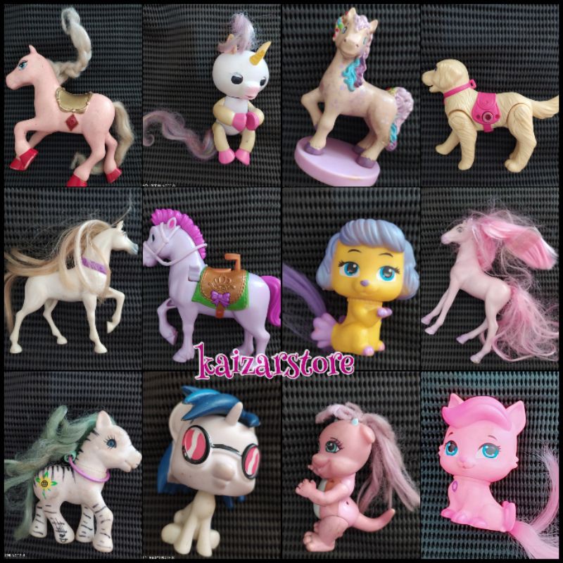 Mainan McD Action Figure animal fauna kuda Pony poni unicorn wowwe Mattel cat horse plastik