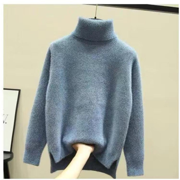 Sweater Turtleneck Wanita Rajut Tebal Halus