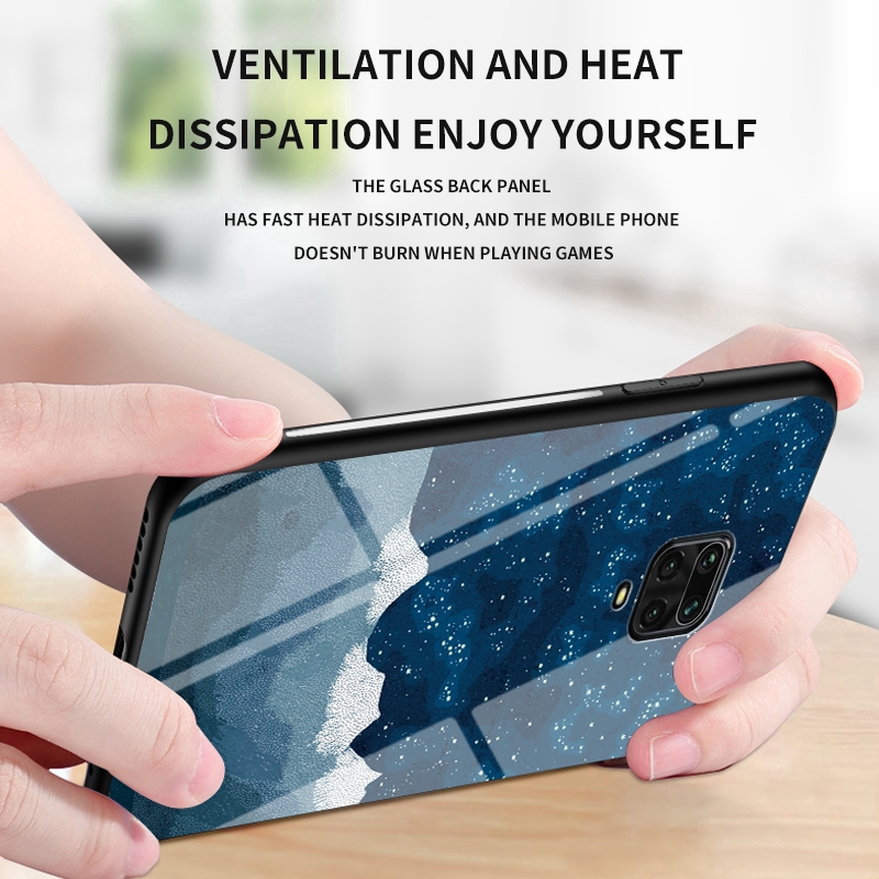 Xiaomi Redmi Note 9S Redmi Note 9 Pro Max Case Starry Sky Soft Silicone Edge Tempered Glass Back Cover BY