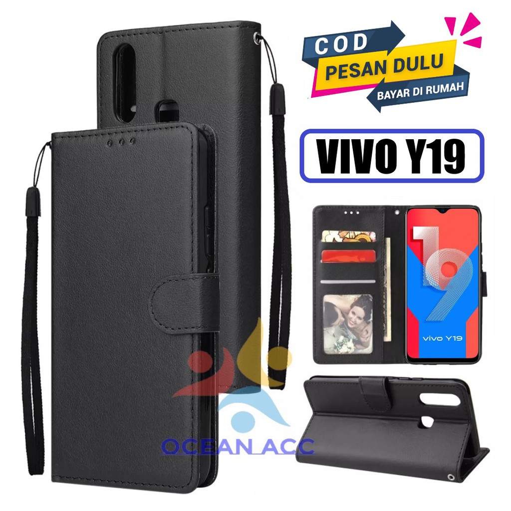 DOMPET HP UNTUK VIVO Y19 LEATHER FLIP CASE VIVO Y19