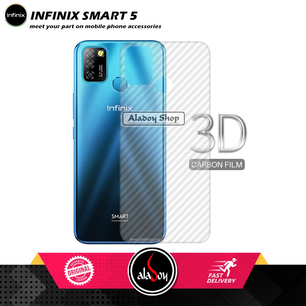 Case Infinix Smart 5 Armor Fushion Transparent Casing + Tempered Glass Full Layar dan Skin Carbon