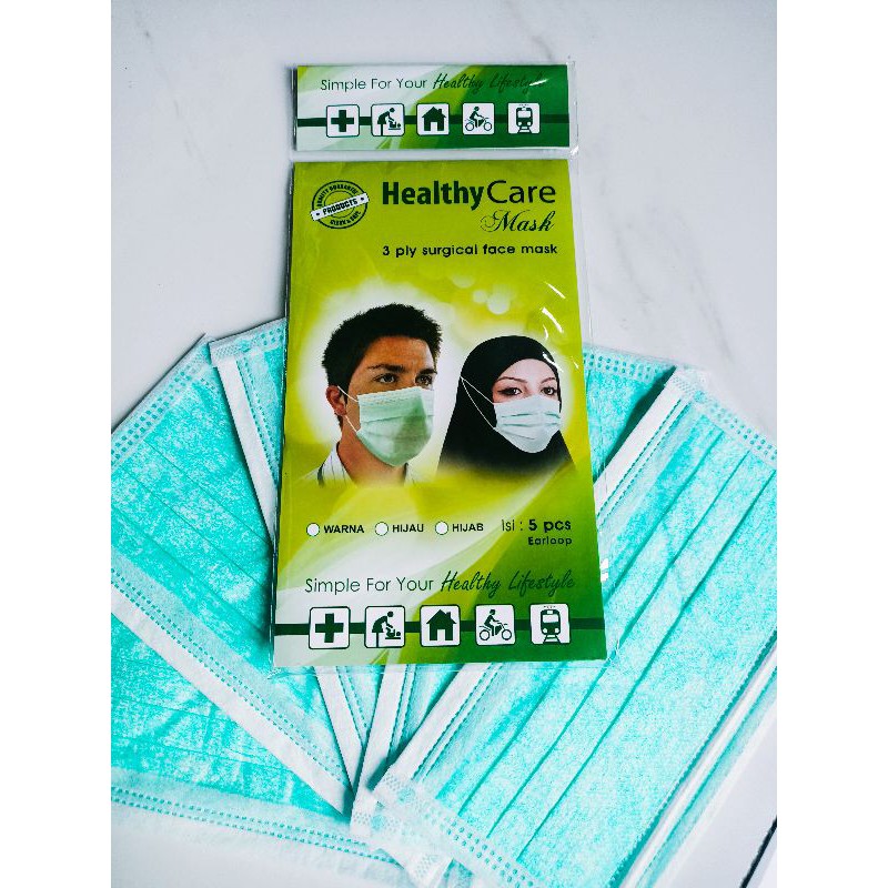 COD - MASKER MEDIS 5S HEALTHY CARE MASK - 3 PLY SURGICAL FACE MASK - EARLOOP DAN HEADLOOP