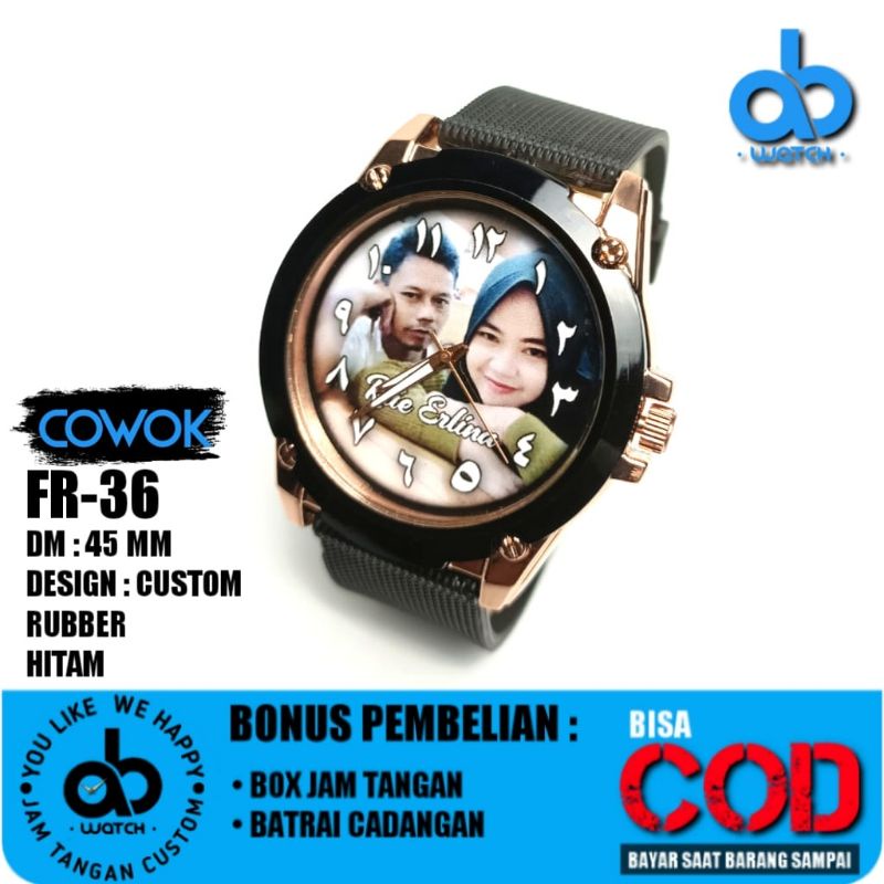 Jam Tangan Couple Custom Foto FREE BOX DAN BATERAI CADANGAN