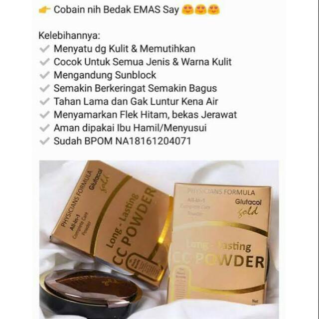 (Glutacol Powder) glutacol gold cc powder original - bedak glutacol