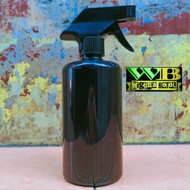 Botol Spray 500ml Hitam / Botol PET 500ml Tutup Spray Kispray Hitam