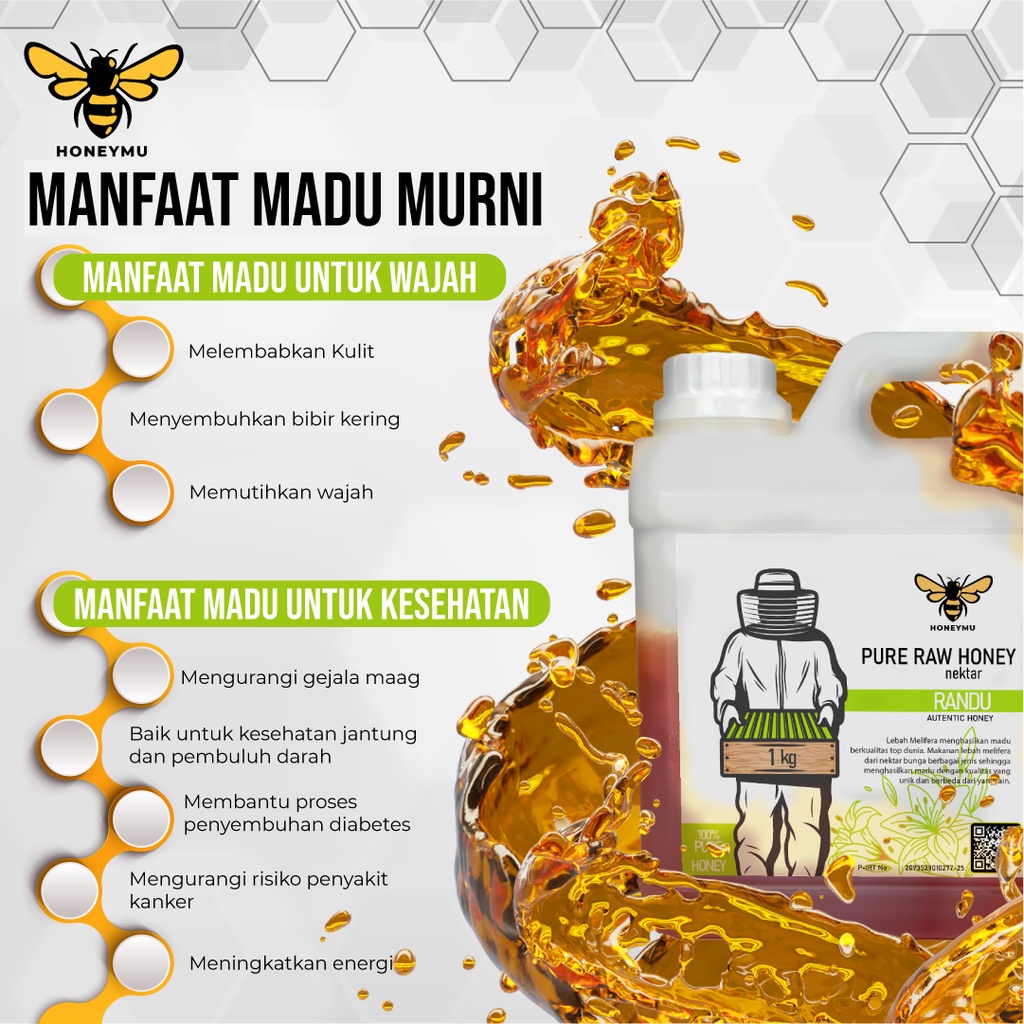 Madu Cair Murni Asli Nektar Randu 350gr