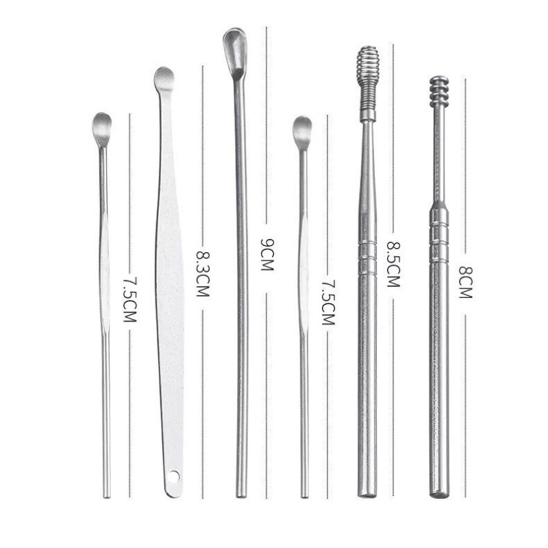 ALAT PEMBERSIH PERAWATAN TELINGA / KOREK KUPING STAINLESS STEEL / EAR CLEANER SET 6 PCS JRW0054