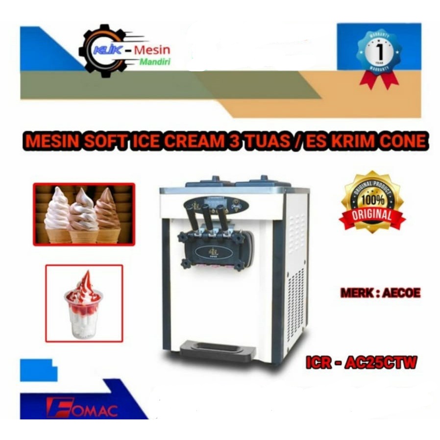 Soft Ice Cream / Mesin Es Krim Cone 3 Tuas