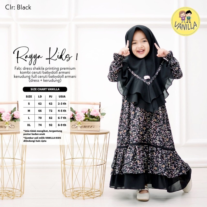 RAYYA KIDS #1  DRESS SYAKILA PRINTING PREMIUM by VANILA