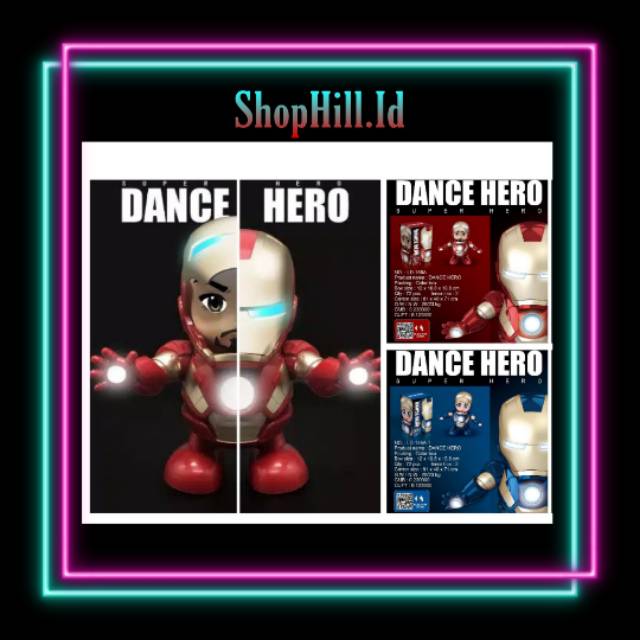 [SH] Dance Robot Superhero Avenger / Mainan Robot Anak Musik Bergerak Lampu LED / Ironman Spiderman