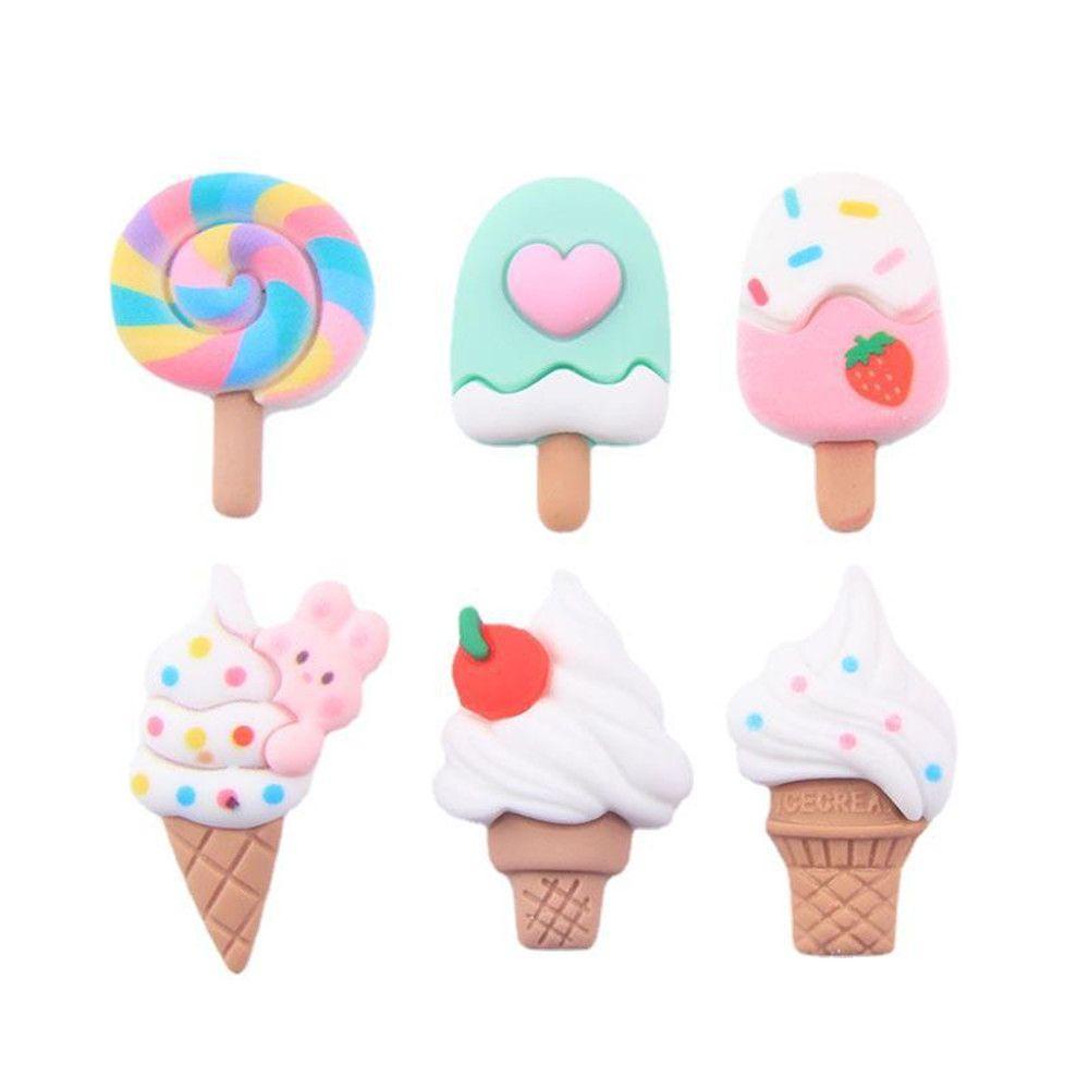 ❈Rowan ROWAN ROWAN❈ 10 Pcs Aksesoris Hiasan Kepala Bentuk Es Lolipop Bahan Resin Untuk Dekorasi Case Hp