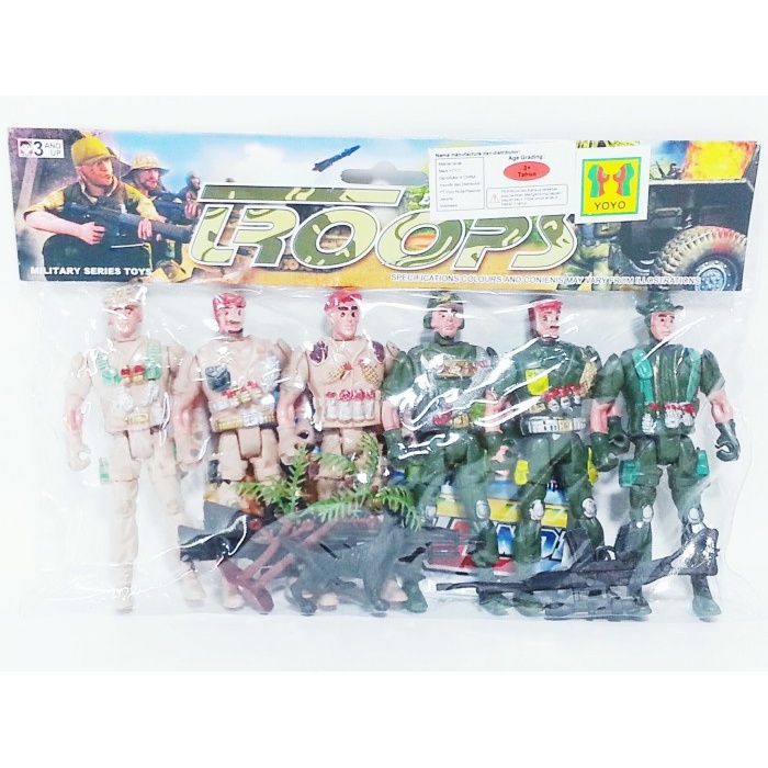 Mainan Koleksi Anak Cowok Military Troops 6 Pcs Mainan Tentara Perang Militer Warrior Anak