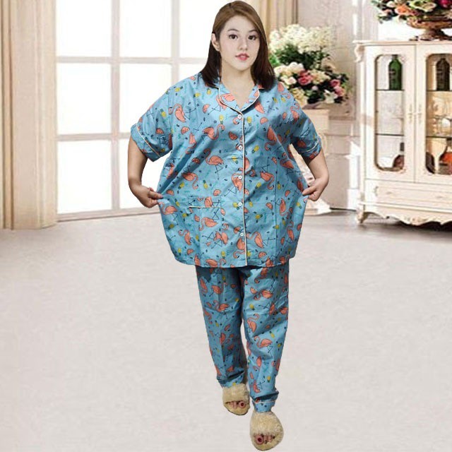 PIYAMA CP JUMBO SIZE XXL/KARAKTER/PIYAMA CPJUMBO STARMOON/BAJU TIDUR-FLAMINGO BIRU