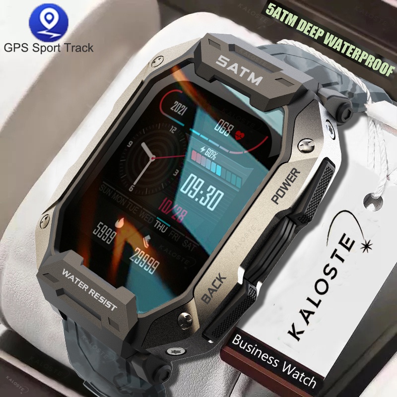 Kaloste Outdoor Militar 5ATM Tahan Air Jam Tangan Bluetooth Smartwatch Olahraga untuk Pria Watch 202