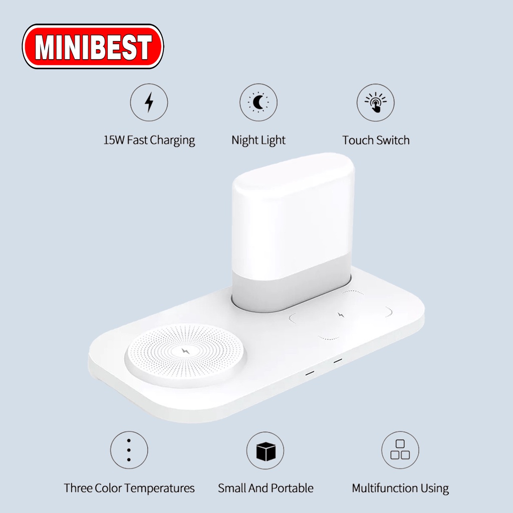 MINIBEST Wireless Charging Night Light 2 in 1 Fast Charging For Universal Smartphone Multifungsi