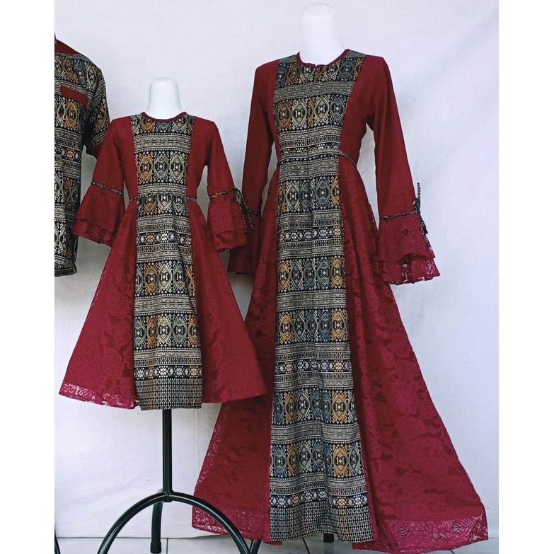 Gamis Bianca Maroon Brokat |  Gamis Anak Perempuan | Gamis Dewasa | Baju Gamis Couple | Baju Unik | Baju Anak Unik | Gamis Terjangkau | Gamis Keluarga| couple family murah