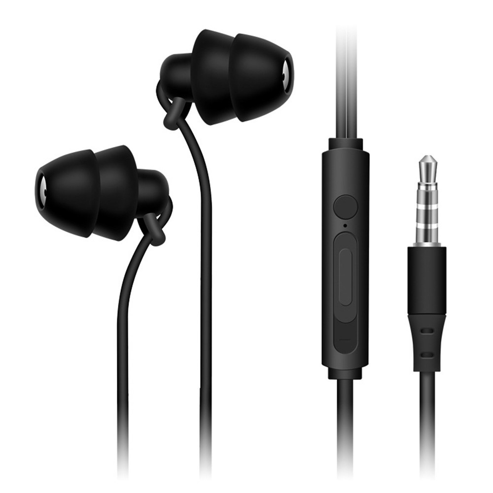 2pcs / Set Headset In-Ear Bahan Silikon Lembut Dengan Kabel + Mikropon + Plug 3.5mm Untuk Tidur