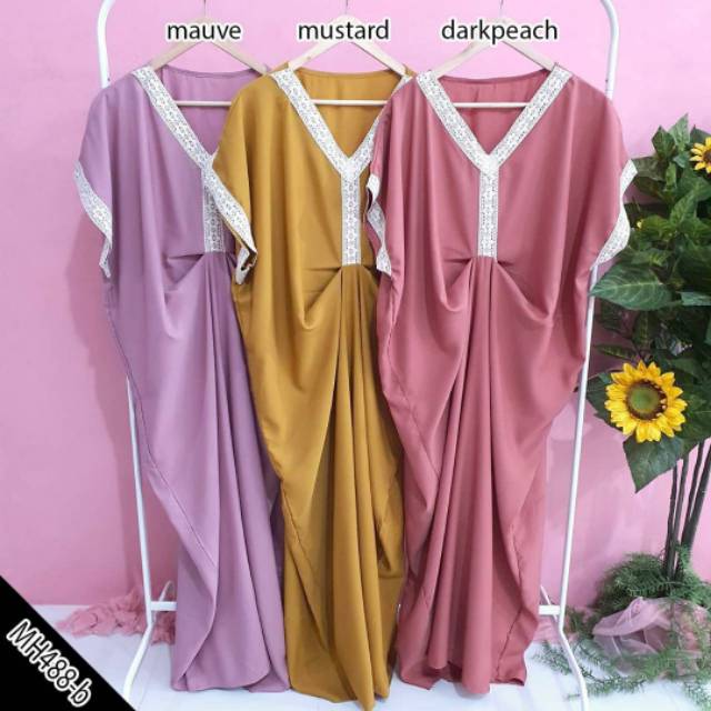 Kaftan Polos Renda - mh488b