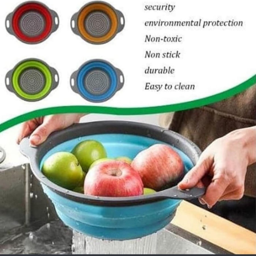 Baskom Lipat Besar Baskom Silikon Tempat Peniris Beras Buah Sayuran