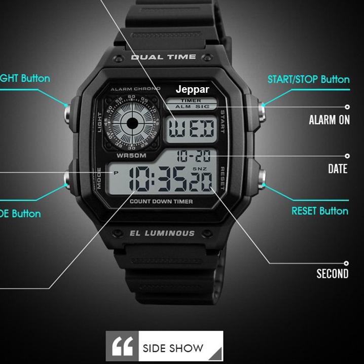 Murah - JEPPAR 1998 Jam Tangan Pria Elluminator Fashion Sports Digital LED Men Women Anti Air 50M