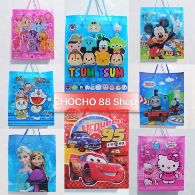 

Kantong plastik goodie bag / tas tenteng goodiebag souvenir ulang tahun LOL pony cars frozen kitty