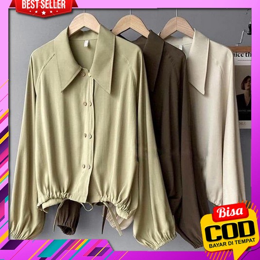 Kemeja Crop Tartan // Kemeja Tartan Crop Oversize Cod - Orion Top Blouse Waist Strap Polos Premium
