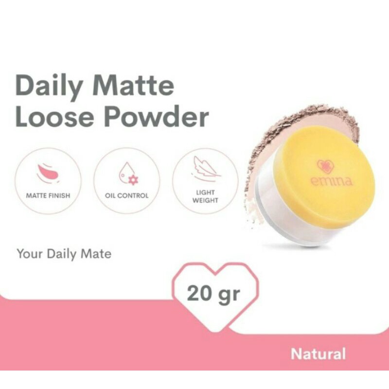 EMINA DAILY MATTE loose powder/ bedak matte/bedak emina/ bedak tabur emina