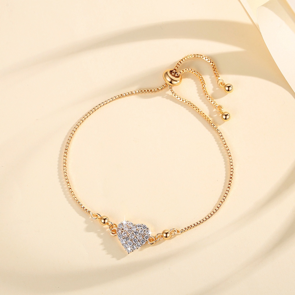 Y741 [COD]Gelang Rantai Titanium Wanita Mewah Gelang Serut Hati Perhiasan  Anti Karat