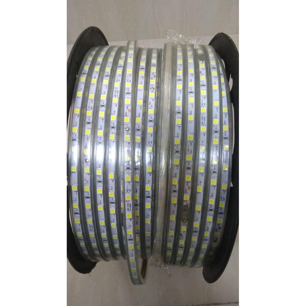 LAMPU LED STRIP SELANG 5050 SMD AC 220V OUTDOOR AND INDOOR Waterproof Meteran (BELUM TERMASUK JACK)