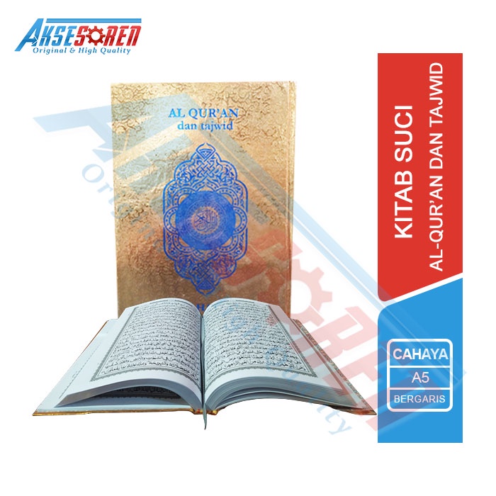 AL-QUR'AN GOLD TANPA TERJEMAHAN CAHAYA [A5] / KITAB SUCI AL-QURAN DAN TAJWID A5 / AL QURAN BERGARIS 