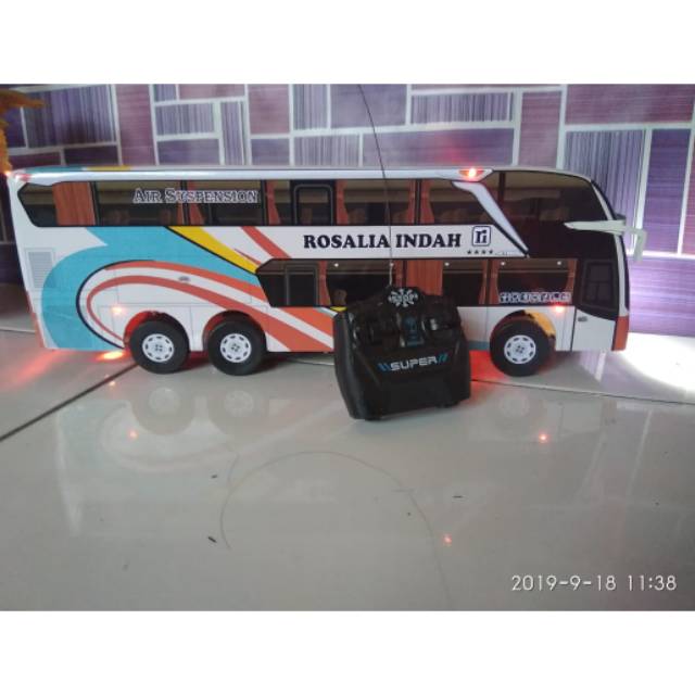 Miniatur bus BESAR rosalia indah double deker remot