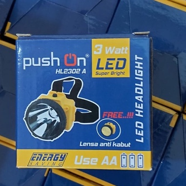 [PROMO] SENTER KEPALA/HEADLAMP PUSH ON HL-2303 CAHAYA 3 WATT BATRAI AWET DAN TAHAN LAMA