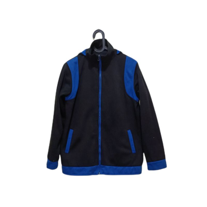 PL JAKET ZIPPER HOODIE HITAM BIRU ENGLISH CLUB TEBAL SECOND PRELOVED BUKAN BARU IZISHOPISTI