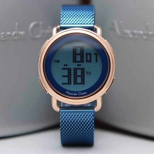 JAM TANGAN WANITA ALEXANDRE CHRISTIE AC 9227 DIGITAL ROSEGOLD BLUE NEW ORIGINAL GARANSI RESMI 1TAHUN