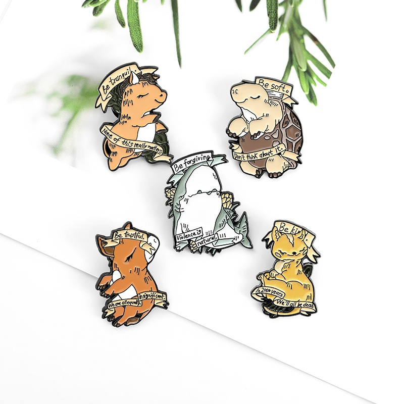 Bros Pin Enamel Desain Kartun Hewan Kurakura Kucing Untuk Anak